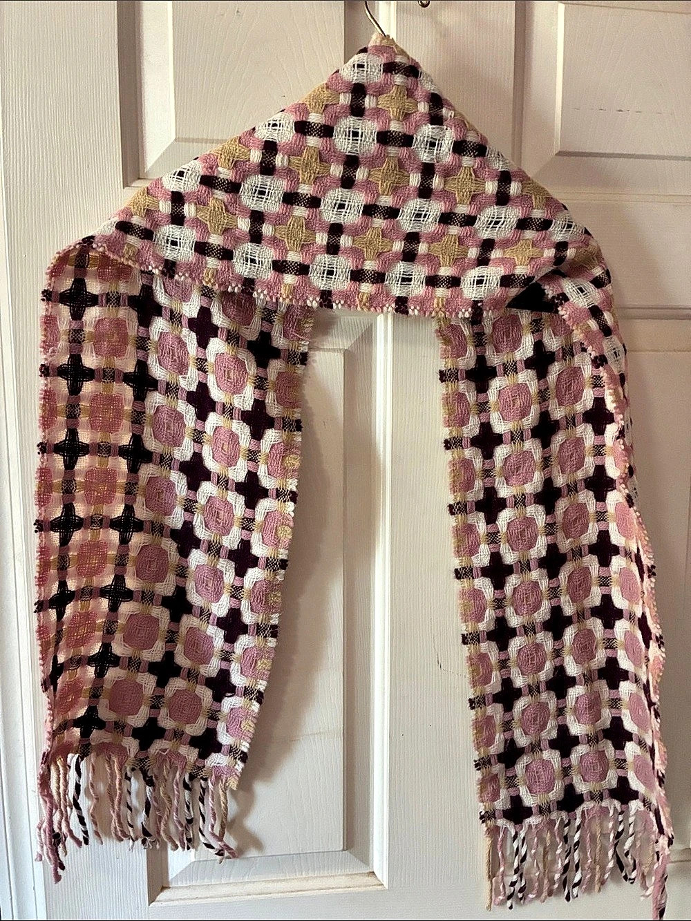 LAMBSWOOL BLEND REVERSIBLE GEOMETRIC ITALIAN SCARF